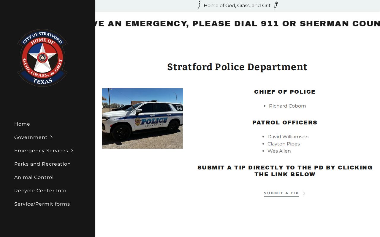 Stratford Police general tip form and contact route